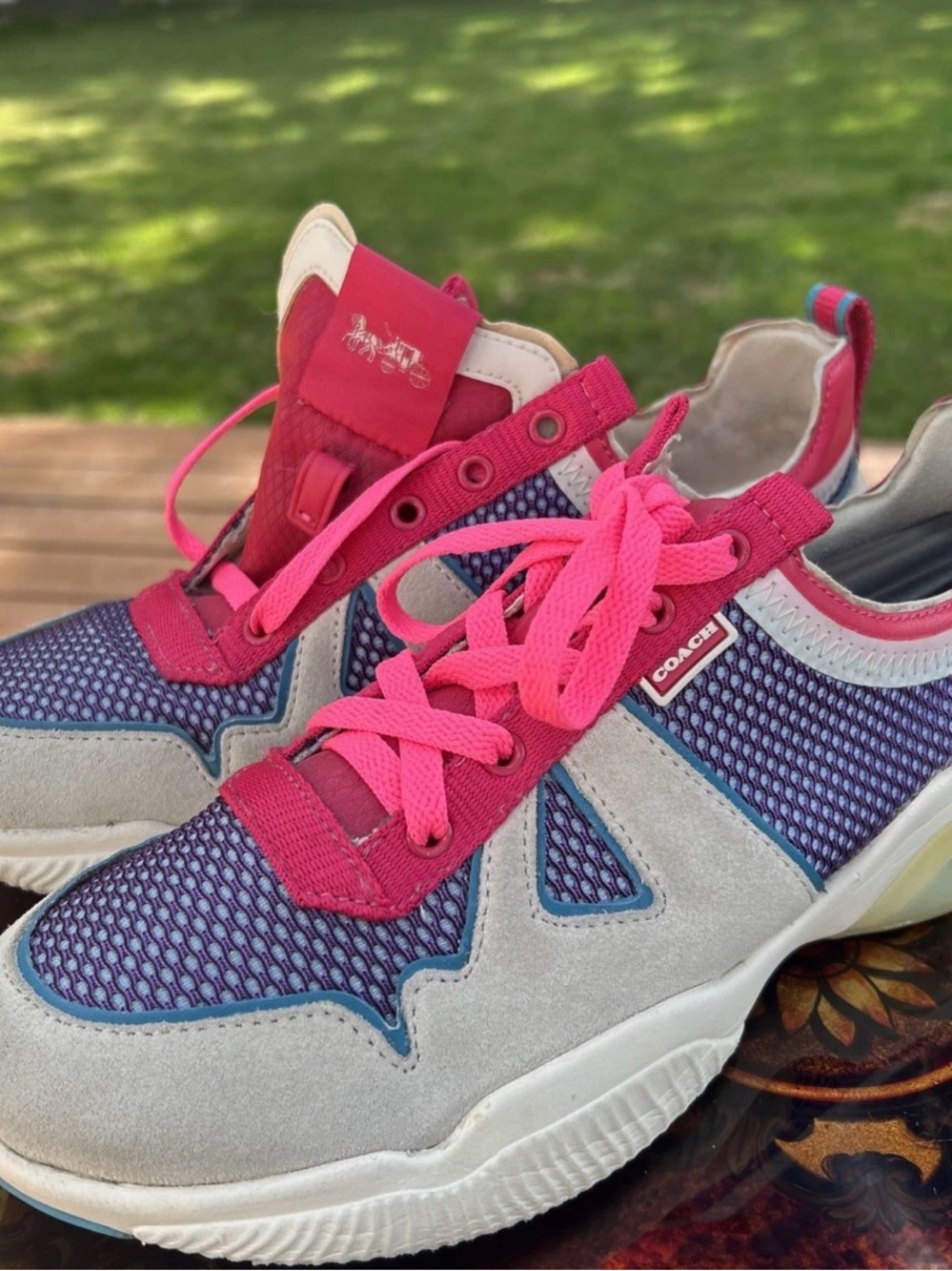 Coach Women's Pink and Purple Low-Top Mesh Sneakers